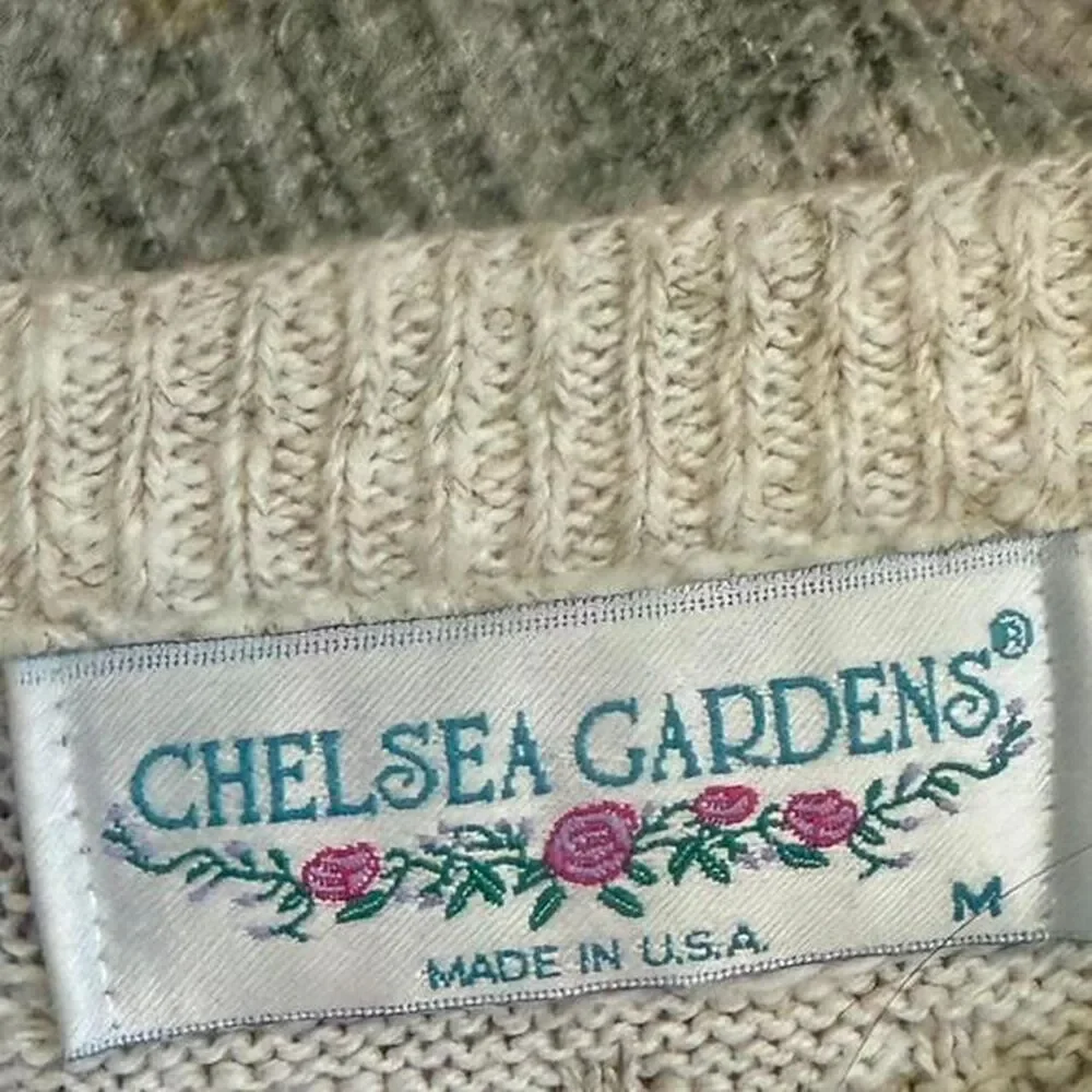Vintage Beige and Blue Striped Beachy Nautical Knit Sweater Made in the USA